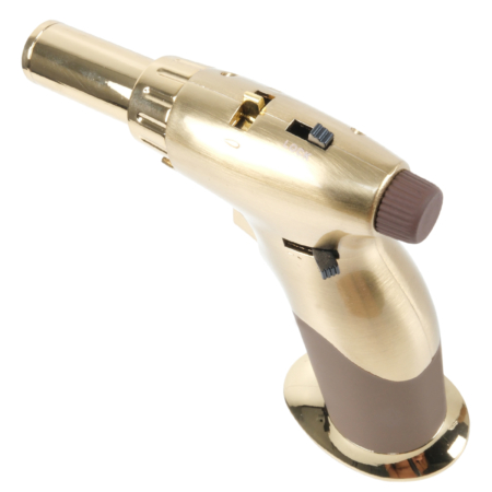 Luxury Dual Flame Gas Blow Torch Brown and Gold - Image 3