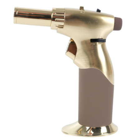 Luxury Dual Flame Gas Blow Torch Brown and Gold - Image 2