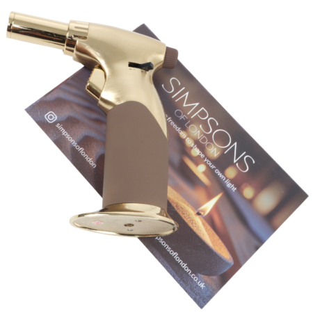 Luxury Dual Flame Gas Blow Torch Brown and Gold - Image 5