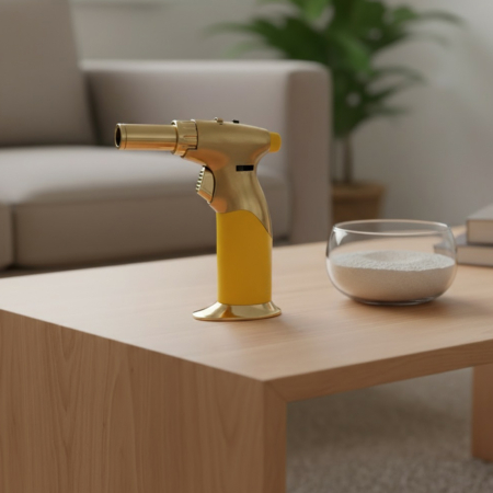 Luxury Dual Flame Gas Blow Torch Gold and Yellow - Image 7