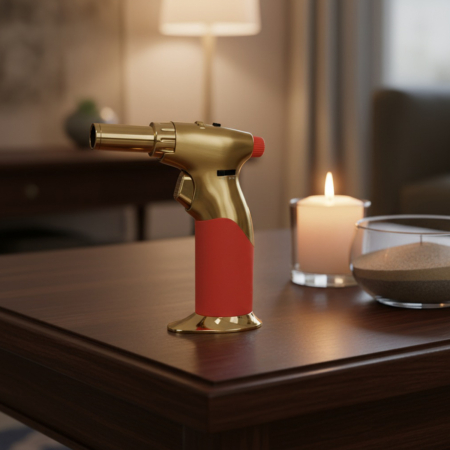 Luxury Dual Flame Gas Blow Torch Gold and Orange - Image 7