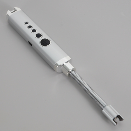 Electric Candle Lighter Arc USB Rechargeable Long Flexible Neck and Battery Display XD10 Silver - Image 4