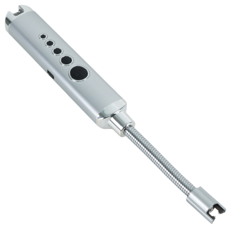 Electric Candle Lighter Arc USB Rechargeable Long Flexible Neck and Battery Display XD10 Silver - Image 2